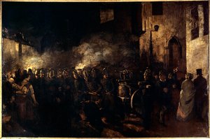 Fire Fighters Running a Fire by Gustave Courbet
