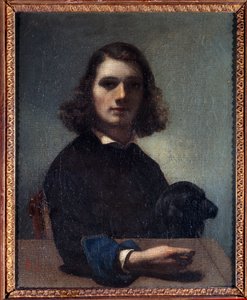 Self Portrait with Black Dog