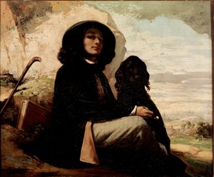 Self Portrait with Black Dog by Gustave Courbet (1842) by Gustave Courbet