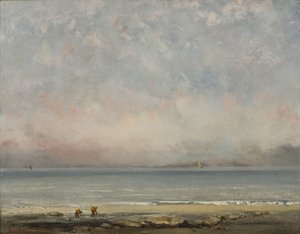The beach at Trouville, ca 1865 by Gustave Courbet