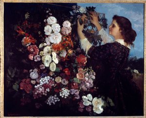 The Woman with Flowers or the Lattice by Gustave Courbet