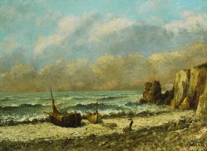 Two Boats on the Beach by Gustave Courbet