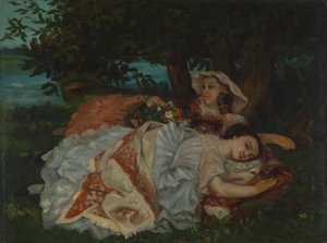 Young Ladies on the Bank of the Seine, before 1857 by Gustave Courbet