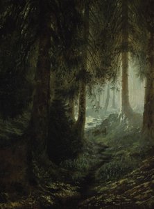 Deer in a Forest Landscape by Gustave Dore