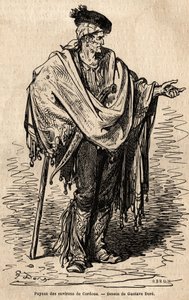 A peasant from the Cordoba region. Sketch taken on the live by Gustave Dore (1832-1883). Engraving to illustrate the voyage in Spain, in 1862 by Charles Davillier and Gustave Dore, in Le tour du monde, nouveau journal des voyages published under the direc by Gustave Dore