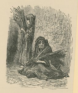 A Woman and a Young Girl Selling Dry Flowers