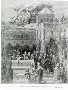 All their lives were employed not by laws, statutes or rules, but according to their will and frank will, after Gargantua (1534) by François Rabelais. Engraved by Gustave Dore