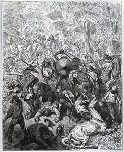 Battle with mule-makers - The Yangois used their clubs - from 