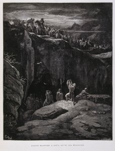 David Offers His Sword in Loyalty to Saul King of Israel (Illustration from the Dore Bible) by Gustave Dore