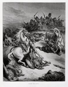 Death of King Saul of Israel, Illustration from the Dore Bible by Gustave Dore