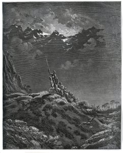 Don Quixote goes on mission for Dorothee, accompanied by Sancho Panza, barber, Dorothee, cure and Cardenio - from 