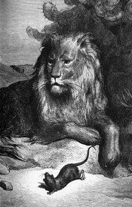 Fable of La Fontaine: The lion and the Rat by Gustave Doré
