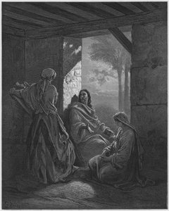 Gustave Dore Bible: Jesus at the house of Martha and Mary