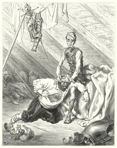 Don Quixote: "He verily believed his last hour was come" (engraving) by Gustave Dore