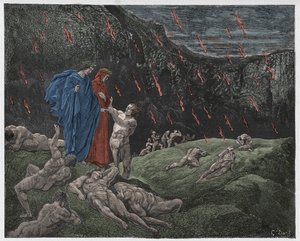 Inferno, Canto 15: Brunetto Latini Accosts Dante, Illustration from "The Divine Comedy" by Dante Alighieri, 1885