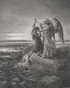 Jacob Wrestling with the Angel, Genesis 32:24-32, Illustration from Dore