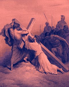 Jesus falling beneath the cross by Gustave Dore