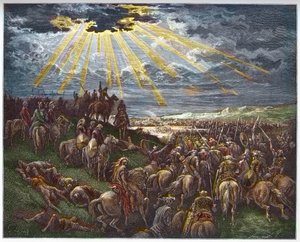 Joshua Commanding the Sun to Stand Still - engraving in 
