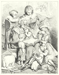 Reading of Tales in the Family (Engraving) by Gustave Dore