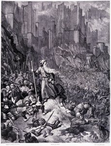 Les battailles, plate IX - Illustration by Gustave Dore (1832-1883), for La legende du Jeif wandering by Pierre Dupont, edition Librairie du magasin picturesque, Paris 1862