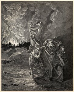 Lot and His Daughters Fleeing Sodom by Gustave Dore