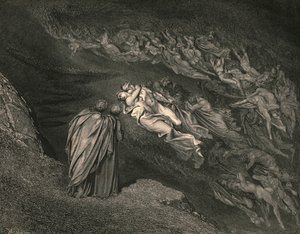 Love brought us to one death: Caina waits the soul, who split our life by Gustave Dore
