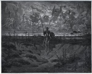 On This Journey, Our Brand New Adventurer Spoke to Himself - from "Don Quixote de la Mancha" by Miguel Cervantes by Gustave Dore