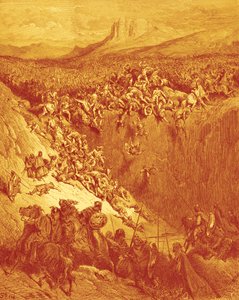Samson kills Philistines with jawbone of ass - Bible by Gustave Dore