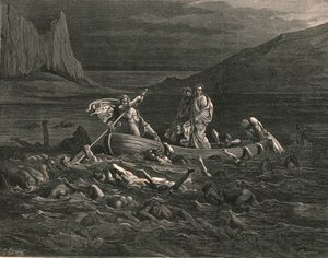 Soon as both embarked, cutting the waves by Gustave Dore
