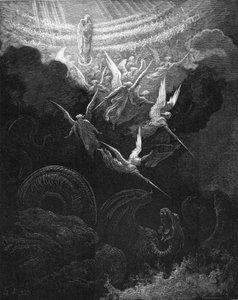 The Archangel Michael and His Angels Fighting the Dragon by Gustave Dore