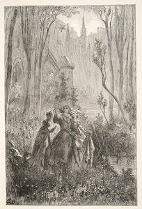 The Countess of the Fountain and her Damsels, from Stories of the Days of King Arthur by Charles Henry Hanson, pub.1898 by Gustave Dore