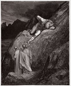 The Divine Comedy, Inferno, Canto 12: The Minotaur on the shattered cliff - by Dante Alighieri - Illustration by Gustave Dore