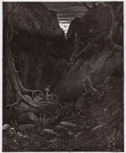 The Divine Comedy, Inferno, Canto 1: The lion suddenly confronts Dante - Illustration by Gustave Dore by Gustave Dore