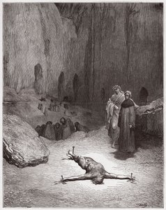 The Divine Comedy, Inferno, Canto 23: A crucified Pharisee among the hypocrites - Illustration by Gustave Dore by Gustave Dore
