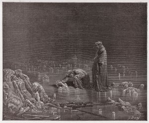 The Divine Comedy, Inferno, Canto 32: Dante addresses the traitor Bocca degli Abati (Illustration by Gustave Dore) by Gustave Dore