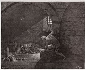 The Divine Comedy, Inferno, Canto 33: Ugolino in the cell with his four dead sons - Illustration by Gustave Dore by Gustave Dore