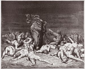 The Divine Comedy, Inferno, Canto 6: The Gluttons Battered by Eternal Rain - by Dante Alighieri (1265-1321) - Illustration by Gustave Dore (1832-1883) by Gustave Dore
