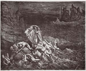The Divine Comedy, Inferno, Canto 7: Virgil shows Dante the souls of the wrathful in the Styx - by Dante Alighieri - Illustration by Gustave Dore by Gustave Dore