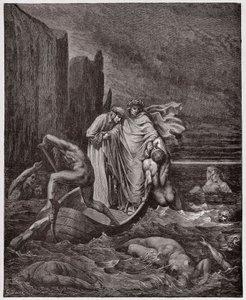 The Divine Comedy, Inferno, Canto 8: The soul of the Florentine Philippo Argenti accosts the poets on the Styx - by Dante Alighieri - Illustration by Gustave Dore by Gustave Dore