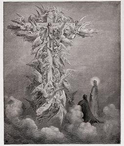 The Divine Comedy, Paradiso, Canto 14: Dante and Beatrice see the angels with Christ on the cross - Illustration by Gustave Dore by Gustave Dore