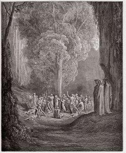 The Divine Comedy, Purgatorio, Canto 24: The Gluttonous Souls Crying Out Beneath the Tree - by Dante Alighieri (1265-1321) - Illustration by Gustave Dore (1832-1883) by Gustave Dore