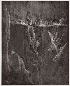 The Divine Comedy, Purgatorio, Canto 25: Virgil and Dante ascend to the seventh circle through flames - by Dante Alighieri - Illustration by Gustave Dore by Gustave Dore