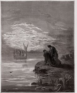 The Divine Comedy, Purgatorio, Canto 2: Dante Bows Before the Angel Pilot - by Dante Alighieri (1265-1321) - Illustration by Gustave Dore (1832-1883) by Gustave Dore
