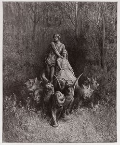 The Divine Comedy, Purgatorio, Canto 32: The giant and the harlot in the chariot - Illustration by Gustave Dore by Gustave Dore