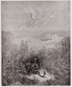 The Divine Comedy, Purgatorio, Canto 8: The angels drive the serpent away - by Dante Alighieri - Illustration by Gustave Doré by Gustave Dore