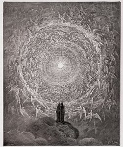 The Divine Comedy, Paradiso, Canto 31: The saintly throng form a rose in the empyrean (rose celeste) - by Dante Alighieri by Gustave Dore