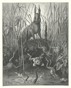 The Fables of La Fontaine: The Hare and the Frogs by Gustave Dore