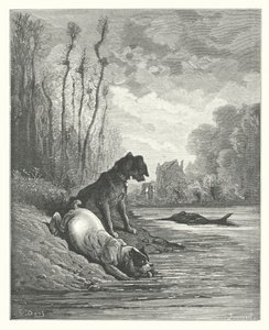 The Fables of La Fontaine: The Two Dogs and the Dead Ass by Gustave Dore