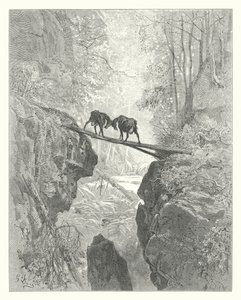 The Fables of La Fontaine: The Two Goats by Gustave Dore