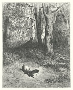The Fables of La Fontaine: The Two Rats, the Fox, and the Egg by Gustave Dore